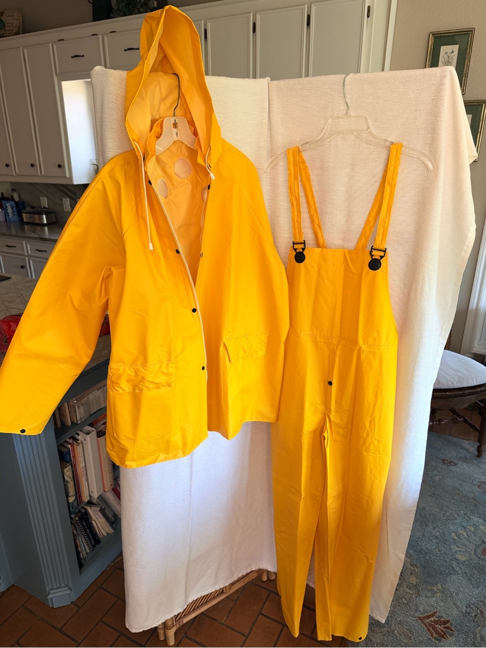 Yellow Rain Jacket & Bib Overalls Set